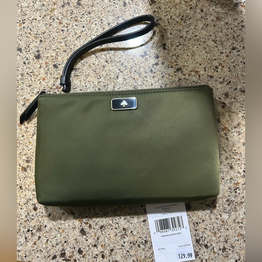 Kate Spade Green Medium Double Zip Wristlet